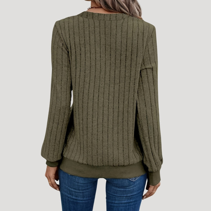 Maglione lavorato a maglia con scollo a V per donne, stile invernale morbido a coste
