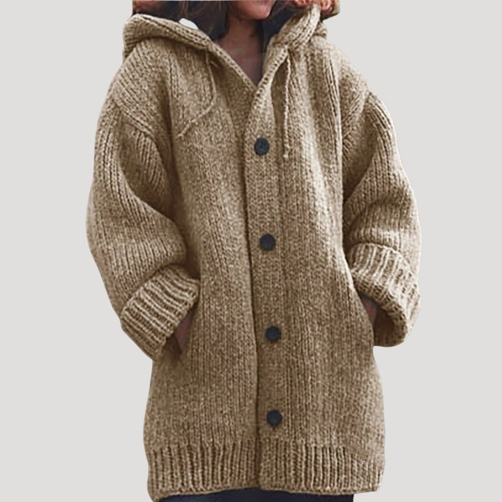 Cappotto in lana lavorato a maglia chunky da donna