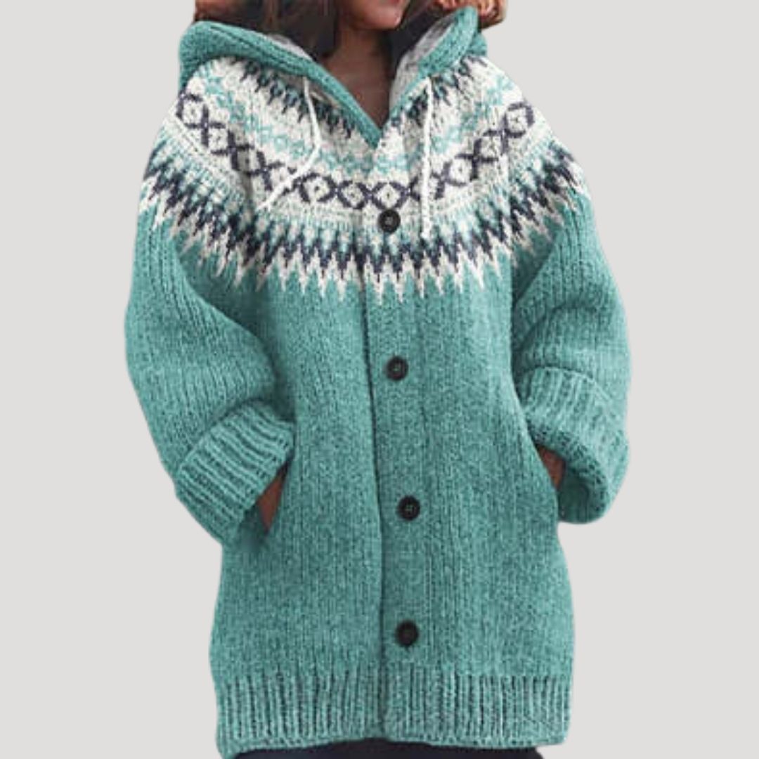 Cardigan da donna in maglia chunky con motivo Fair Isle
