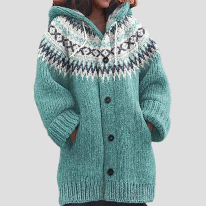 Cardigan da donna in maglia chunky con motivo Fair Isle