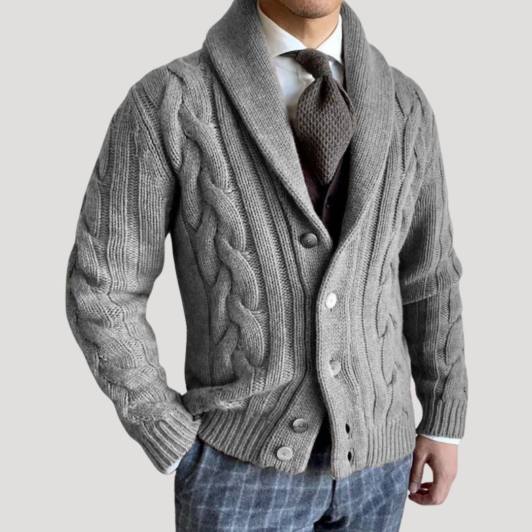 Cardigan in lana con collo sciallato da uomo