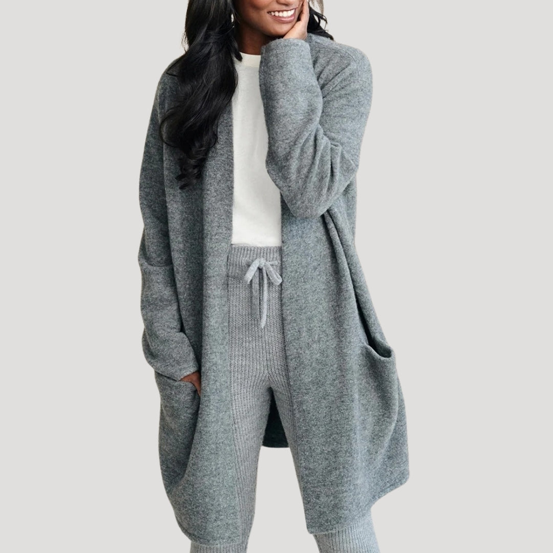 Cardigan lungo smart da donna con tasche
