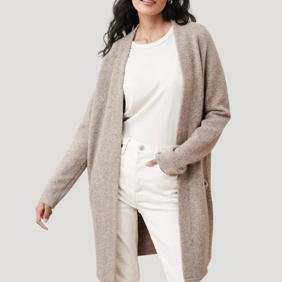 Cardigan lungo smart da donna con tasche