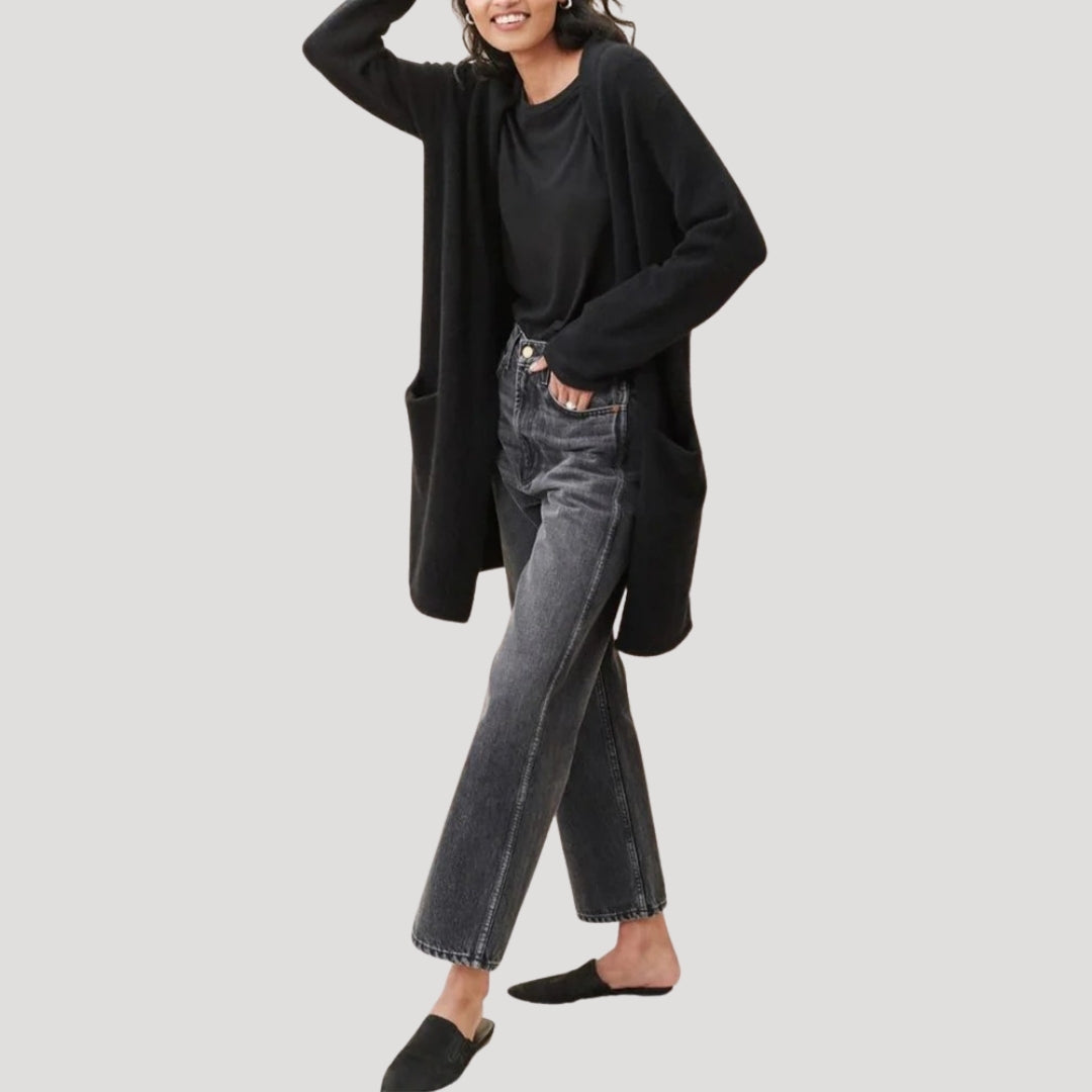 Cardigan lungo smart da donna con tasche