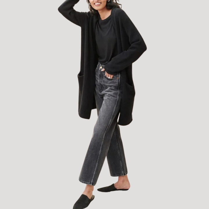 Cardigan lungo smart da donna con tasche