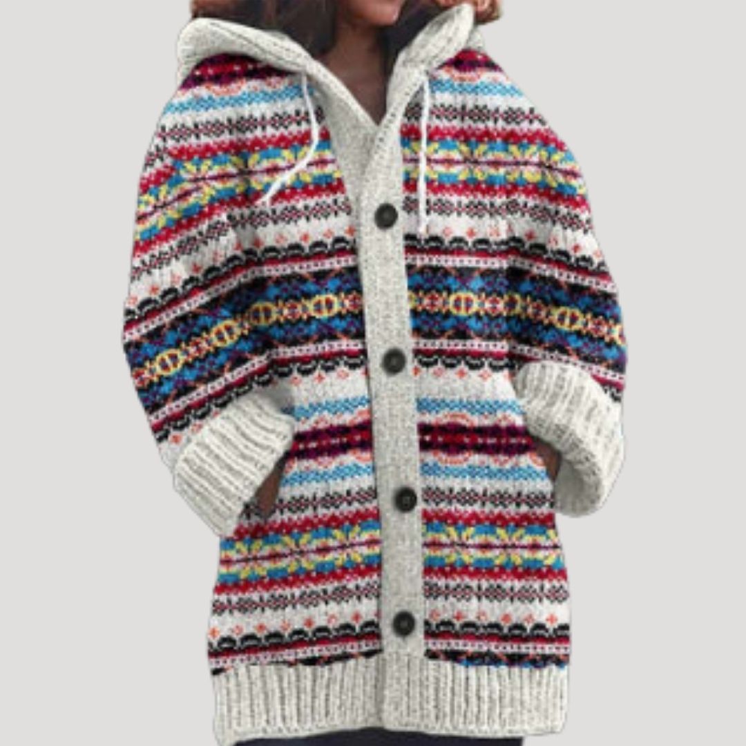 Cardigan da donna in maglia chunky con motivo Fair Isle
