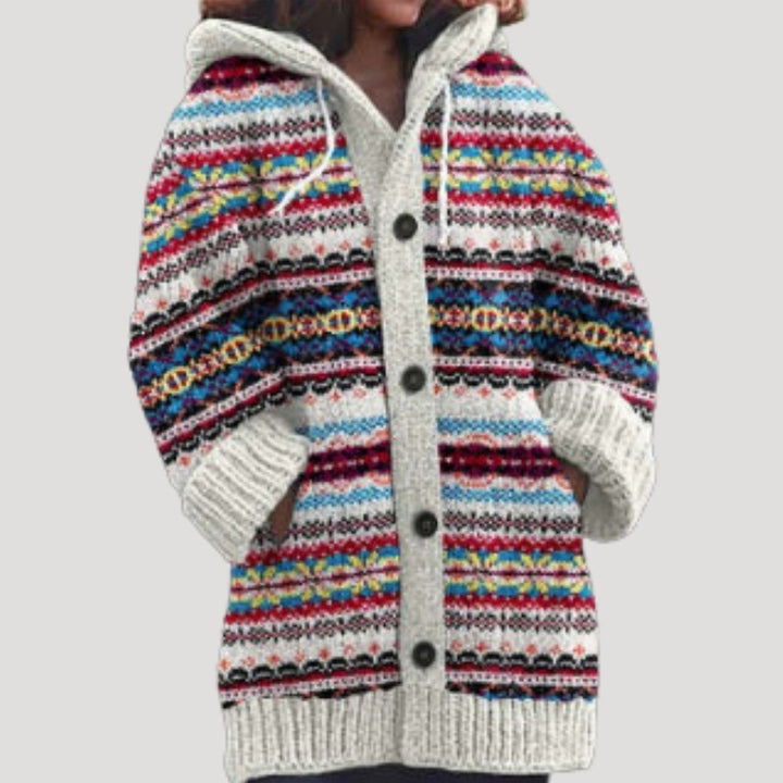Cardigan da donna in maglia chunky con motivo Fair Isle