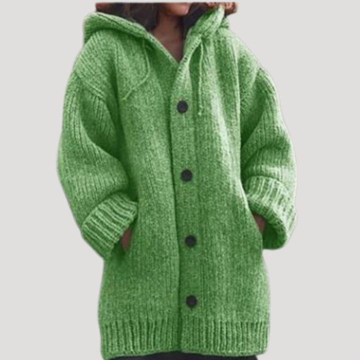 Cappotto in lana lavorato a maglia chunky da donna