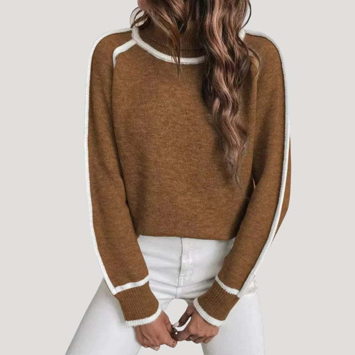 Maglione primaverile a collo alto in maglia morbida da donna