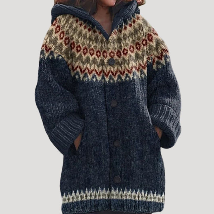 Cardigan da donna in maglia chunky con motivo Fair Isle