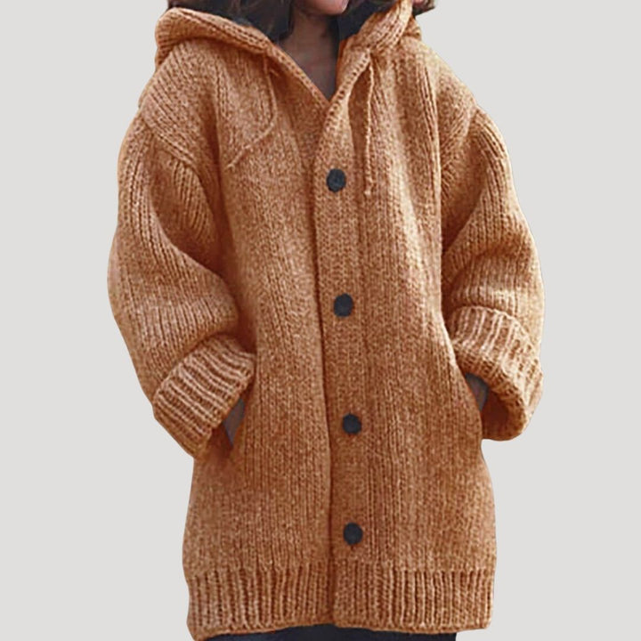 Cappotto in lana lavorato a maglia chunky da donna