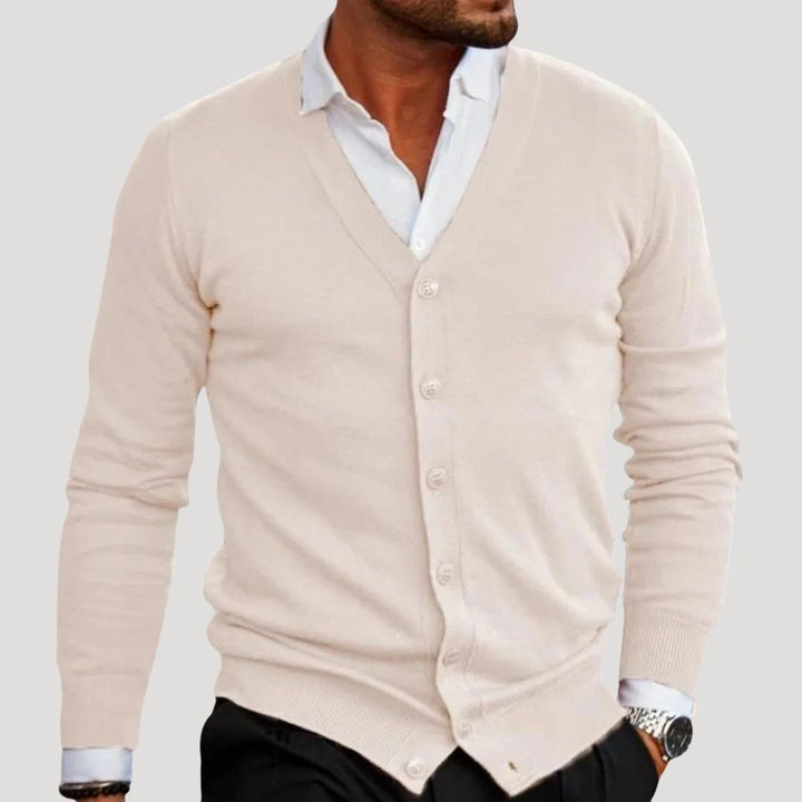 Cardigan da uomo a maglia chunky con scollo a V e bottoni