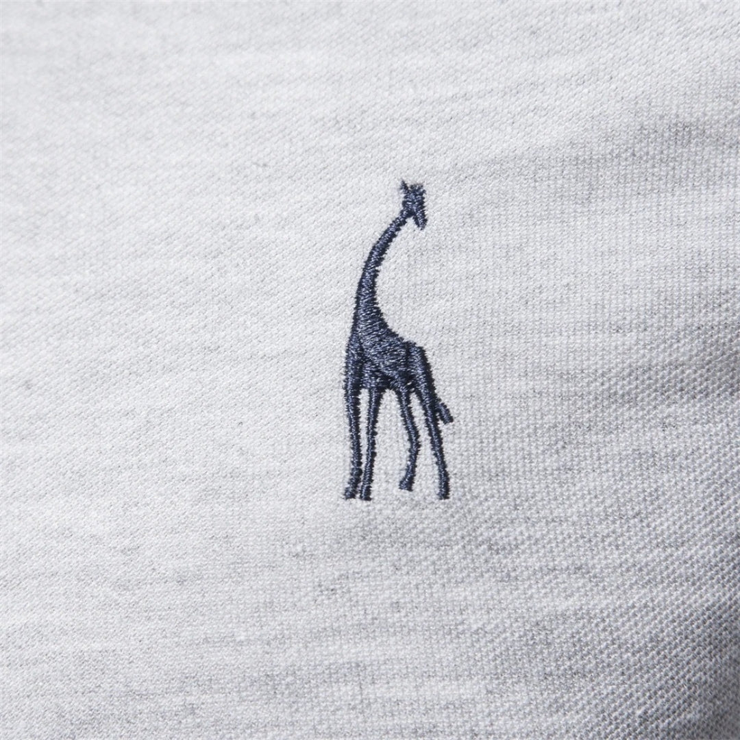 Polo in cotone ricamata a maniche lunghe da uomo