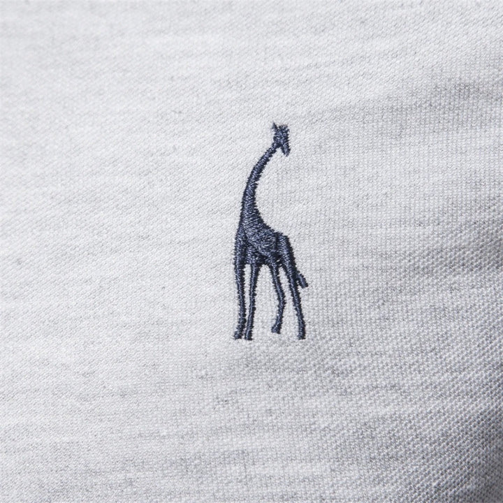 Polo in cotone ricamata a maniche lunghe da uomo