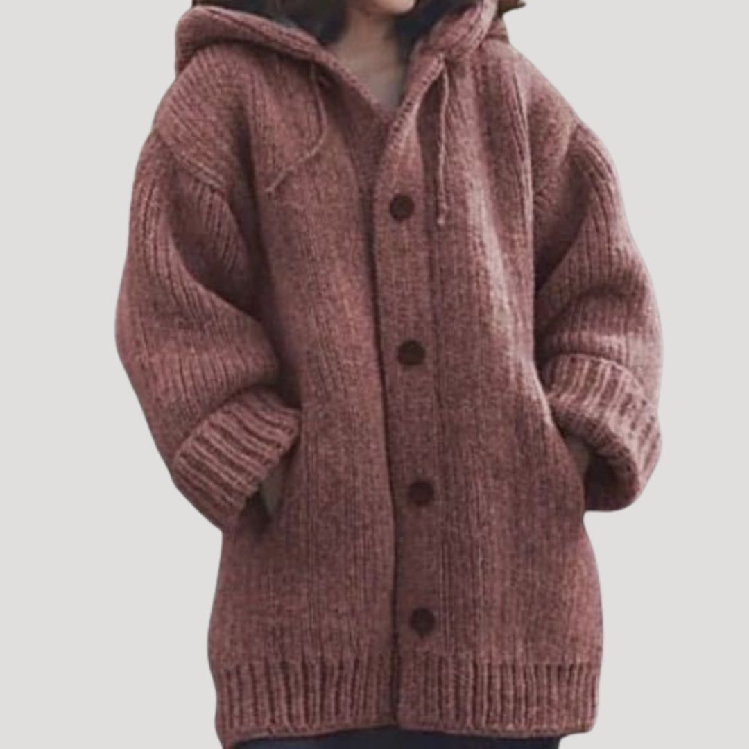 Cappotto in lana lavorato a maglia chunky da donna