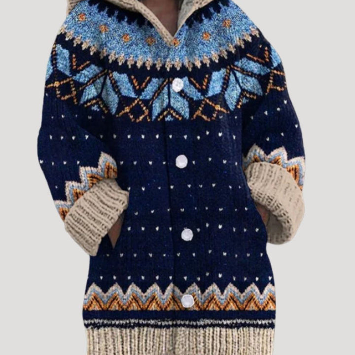Cardigan da donna in maglia chunky con motivo Fair Isle