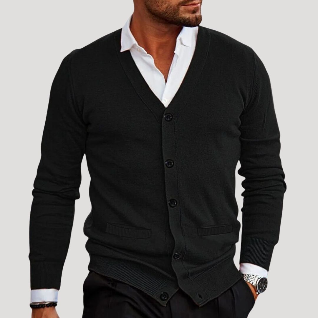 Cardigan da uomo a maglia chunky con scollo a V e bottoni