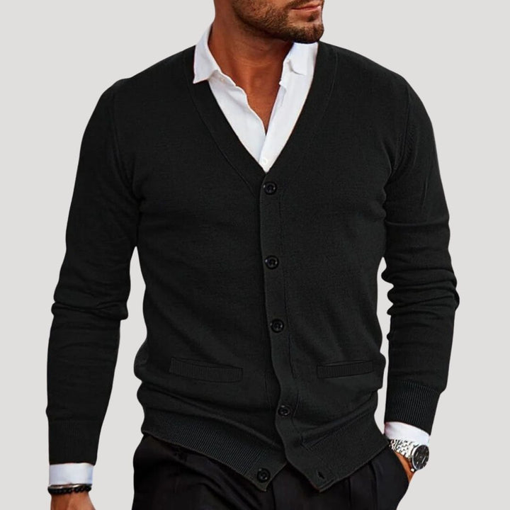 Cardigan da uomo a maglia chunky con scollo a V e bottoni
