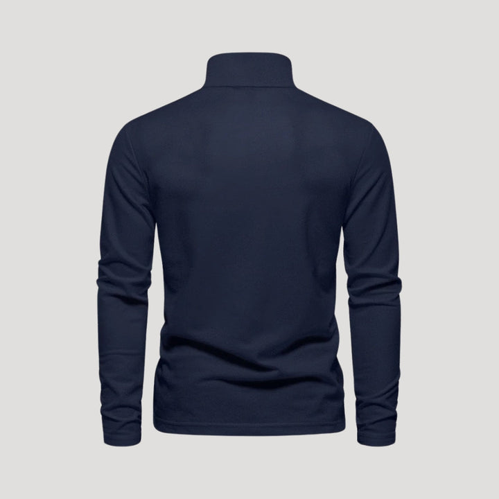 Polo in cotone ricamata a maniche lunghe da uomo