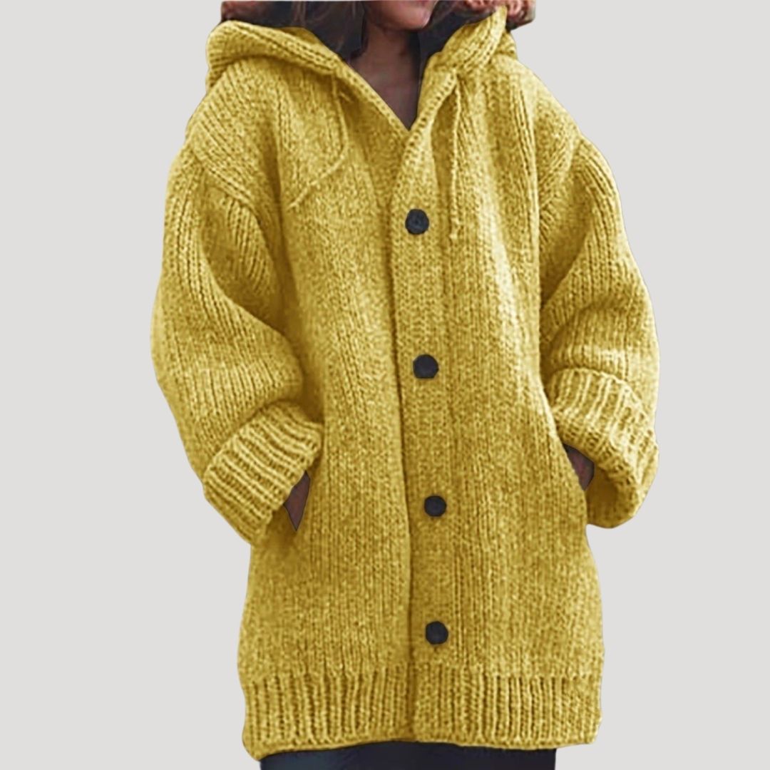 Cappotto in lana lavorato a maglia chunky da donna