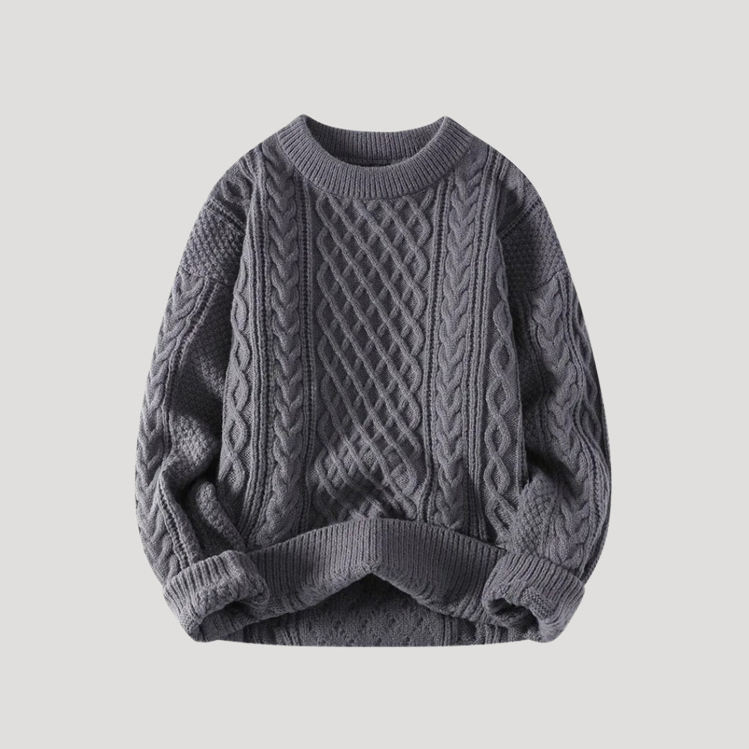 Maglione lavorato a maglia da uomo con collo a girocollo invernale