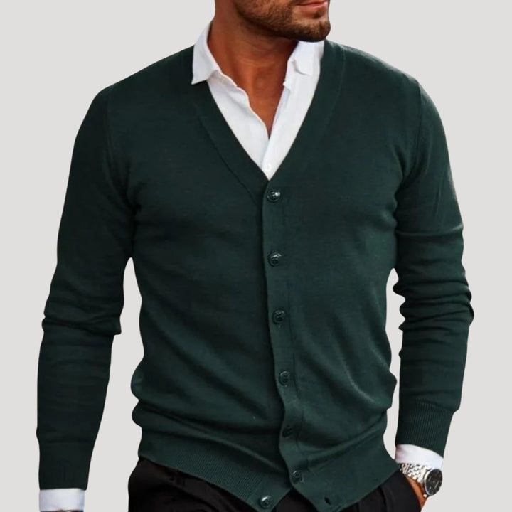 Cardigan da uomo a maglia chunky con scollo a V e bottoni