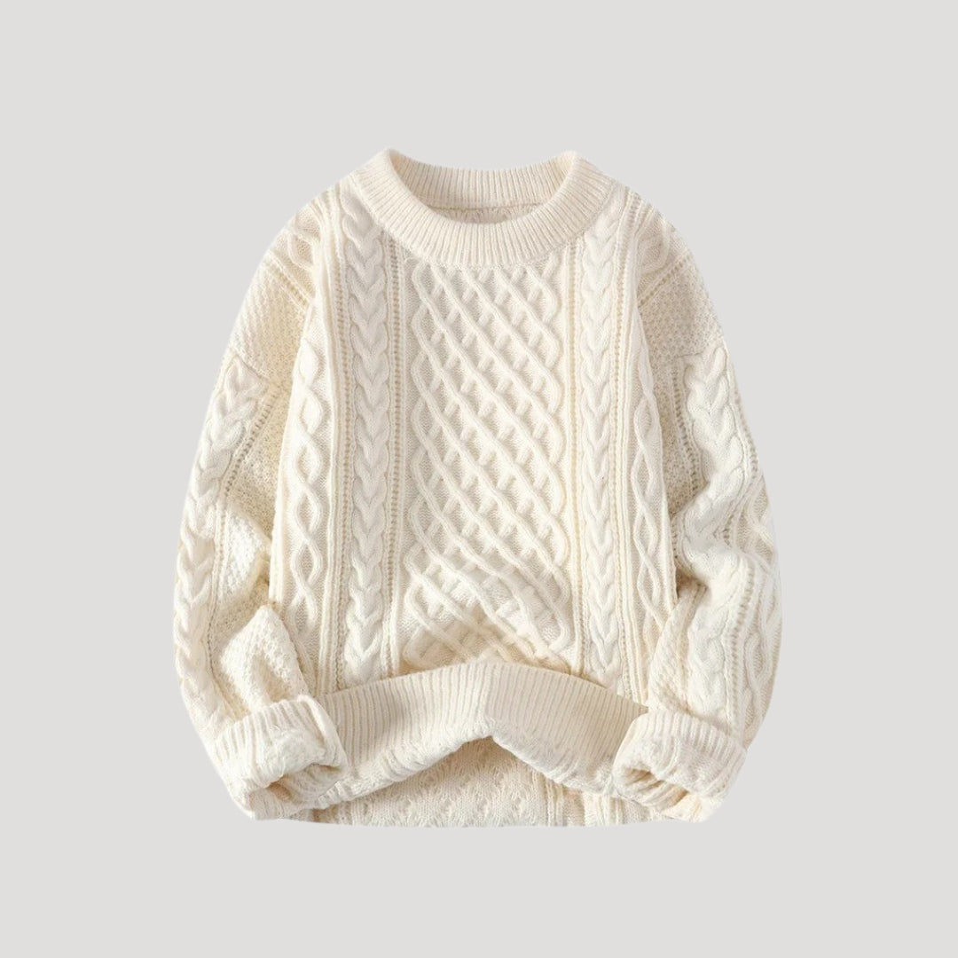 Maglione lavorato a maglia da uomo con collo a girocollo invernale