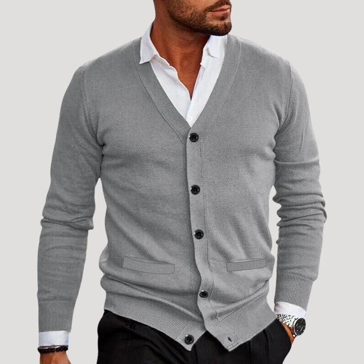 Cardigan da uomo a maglia chunky con scollo a V e bottoni