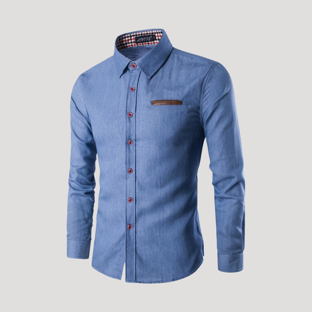 Camicia casual da uomo con bottoni e maniche lunghe