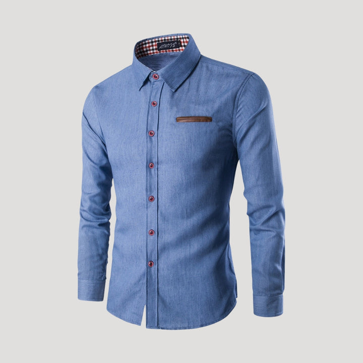 Camicia casual da uomo con bottoni e maniche lunghe