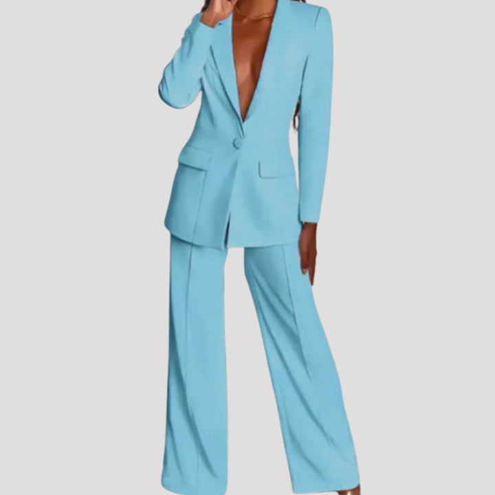 Completo giacca e pantaloni a gamba larga da donna