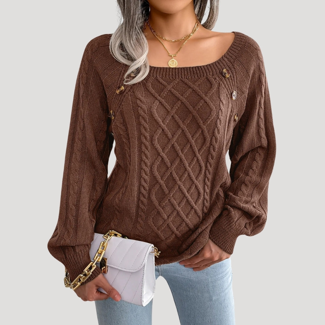 Maglione donna in lavorazione a treccia, stile invernale morbido