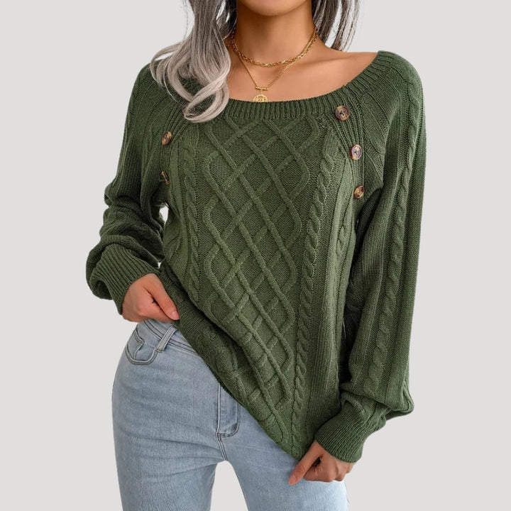 Maglione donna in lavorazione a treccia, stile invernale morbido