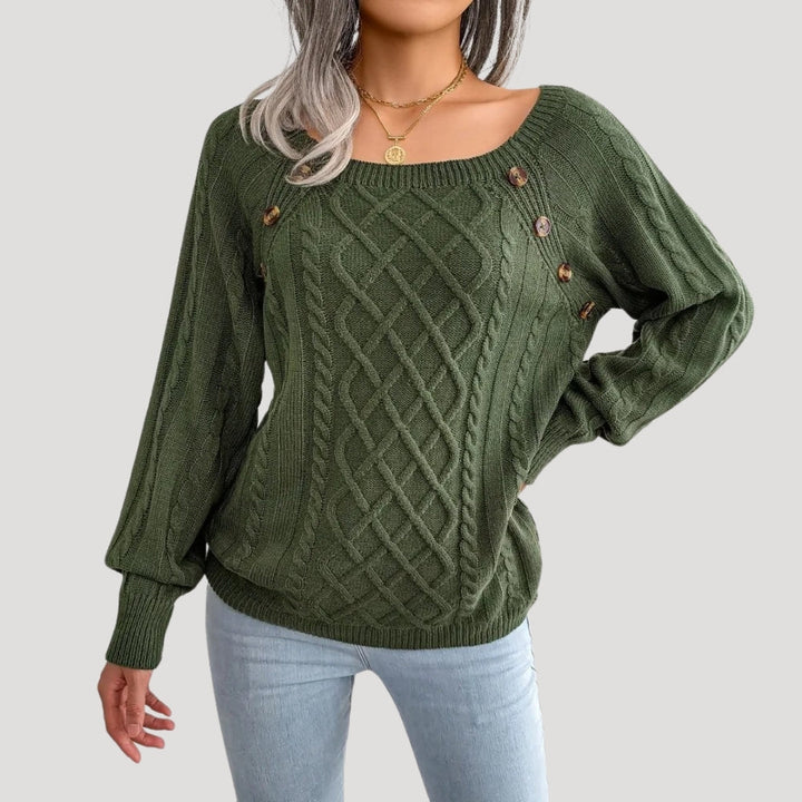 Maglione donna in lavorazione a treccia, stile invernale morbido