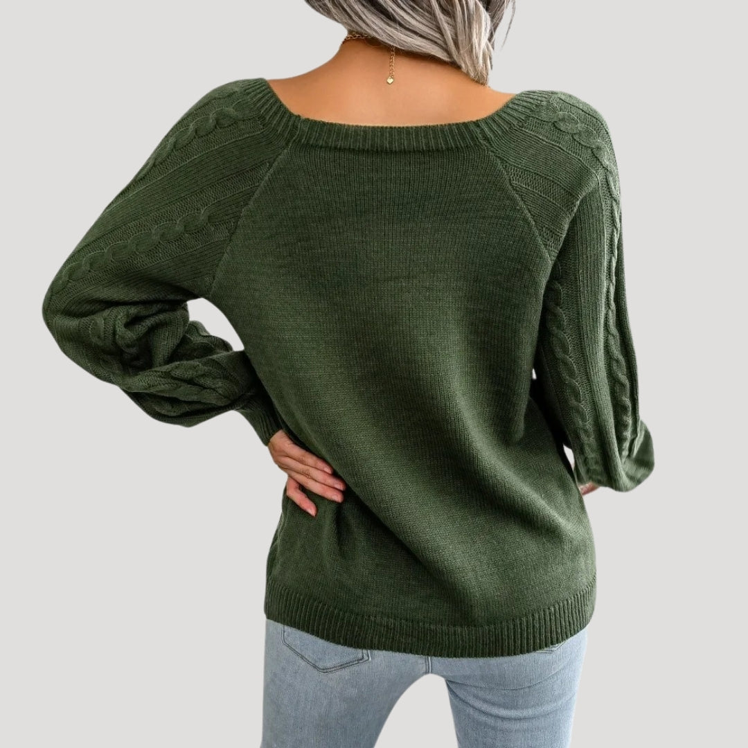 Maglione donna in lavorazione a treccia, stile invernale morbido