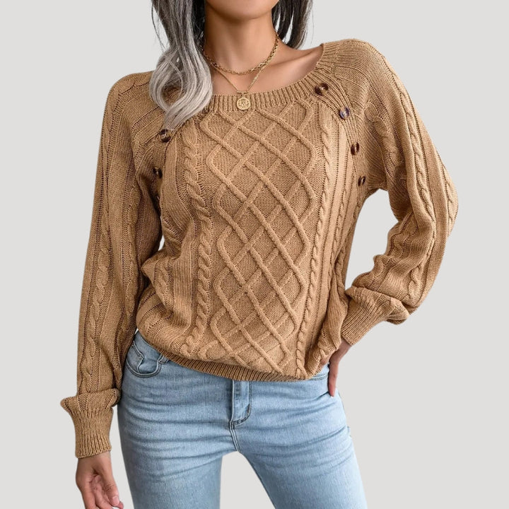 Maglione donna in lavorazione a treccia, stile invernale morbido