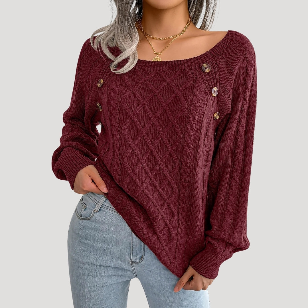 Maglione donna in lavorazione a treccia, stile invernale morbido