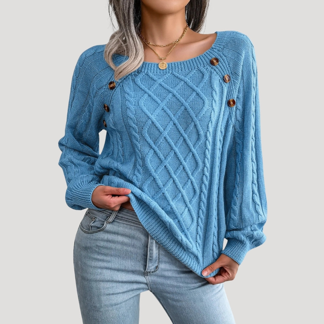 Maglione donna in lavorazione a treccia, stile invernale morbido