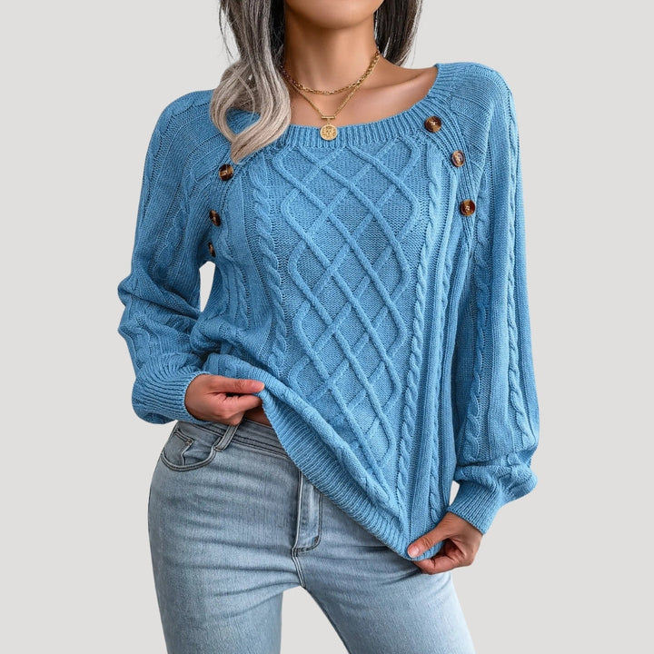 Maglione donna in lavorazione a treccia, stile invernale morbido