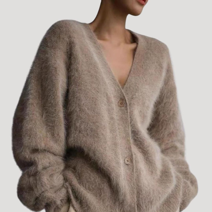 Cardigan a V in maglia da donna per la primavera