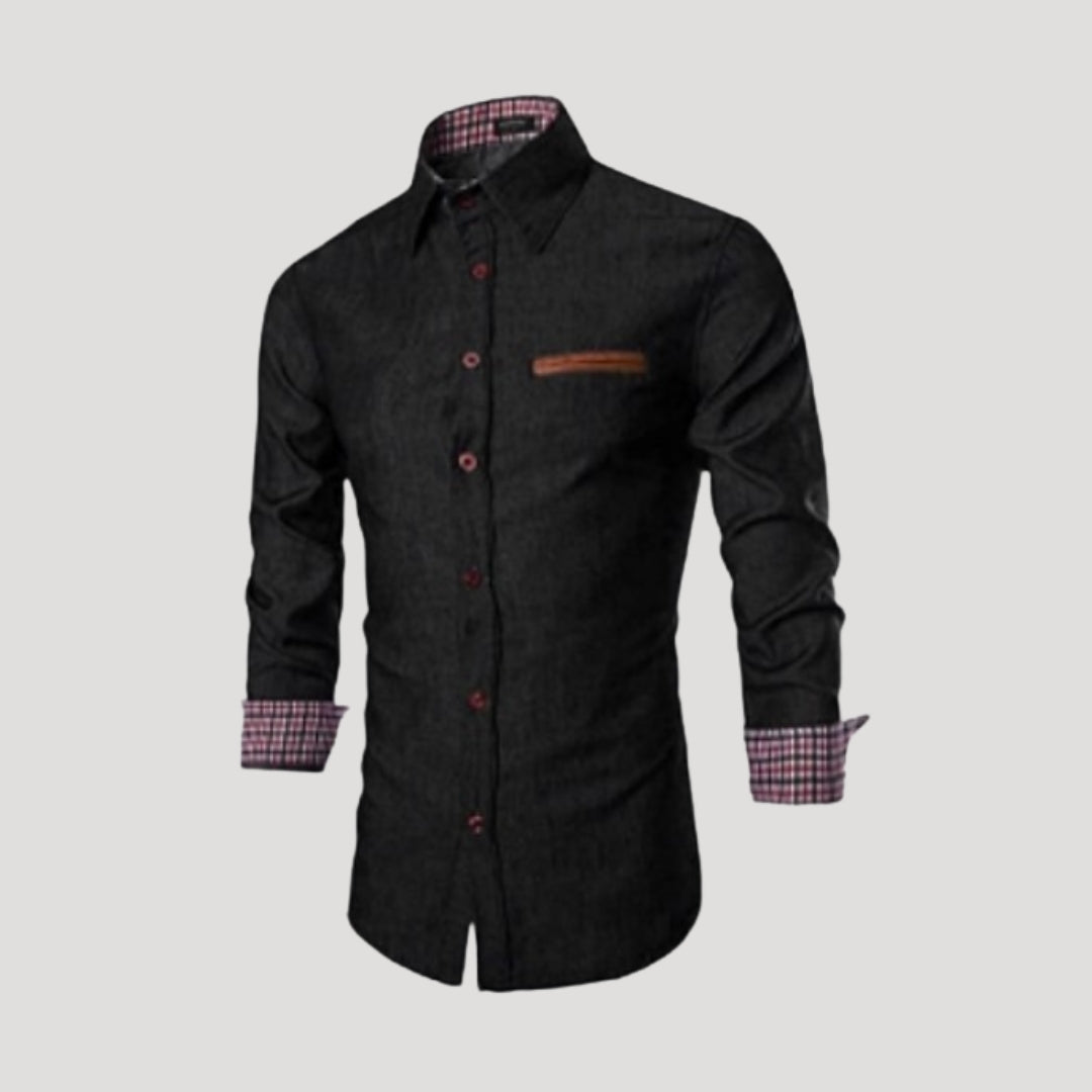Camicia casual da uomo con bottoni e maniche lunghe