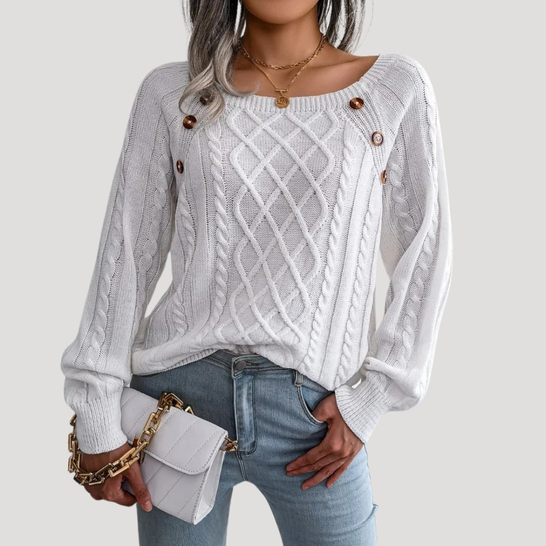 Maglione donna in lavorazione a treccia, stile invernale morbido