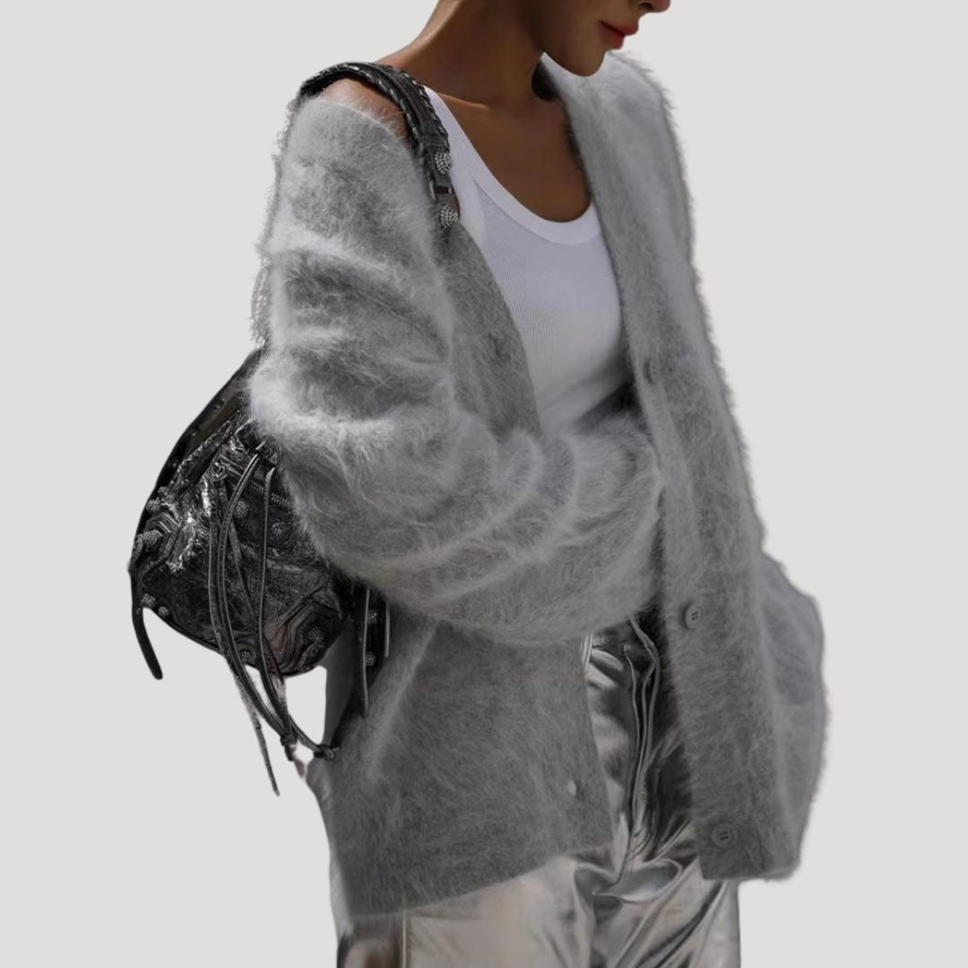 Cardigan a V in maglia da donna per la primavera