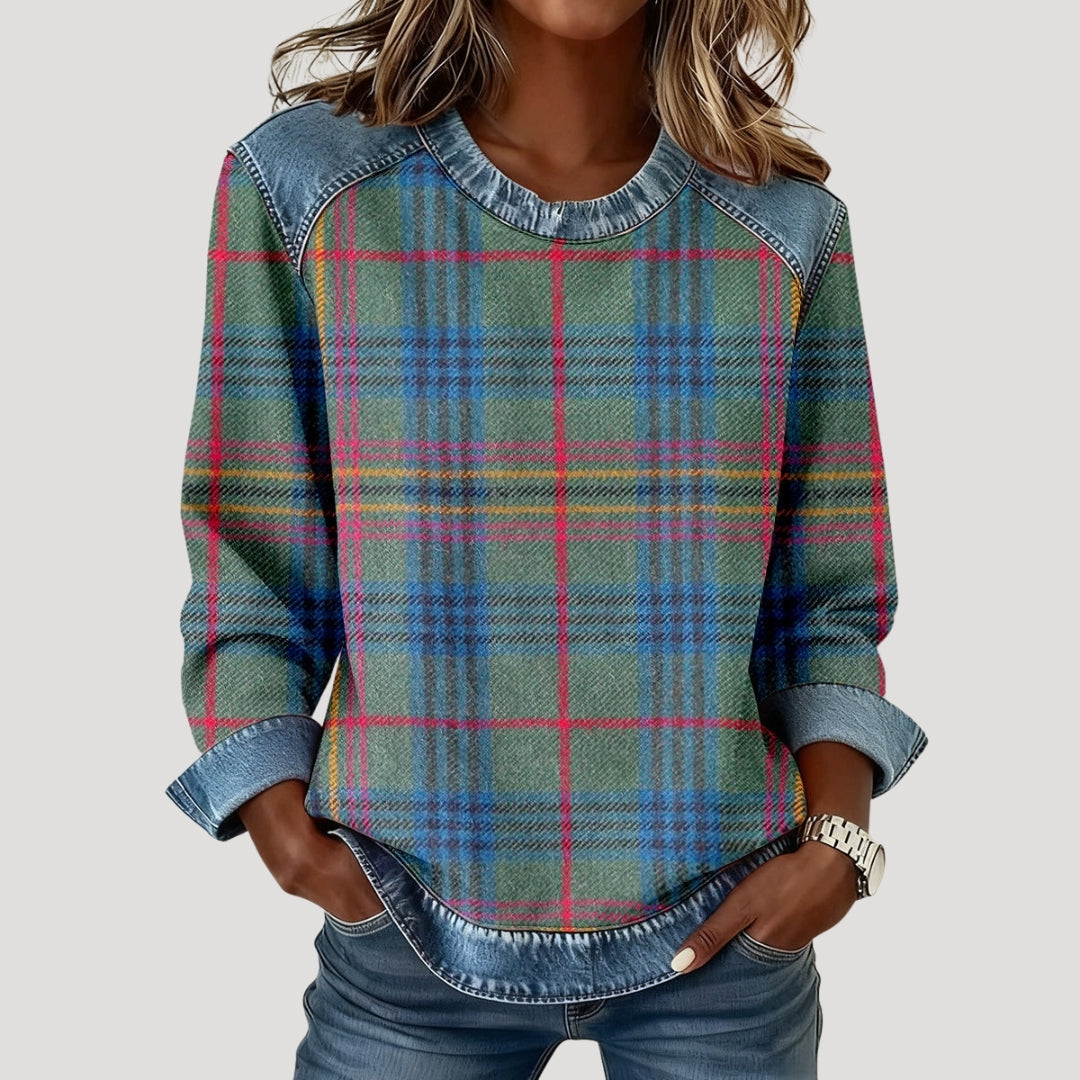 Top lungo a maniche ribbed con bottoni per donna