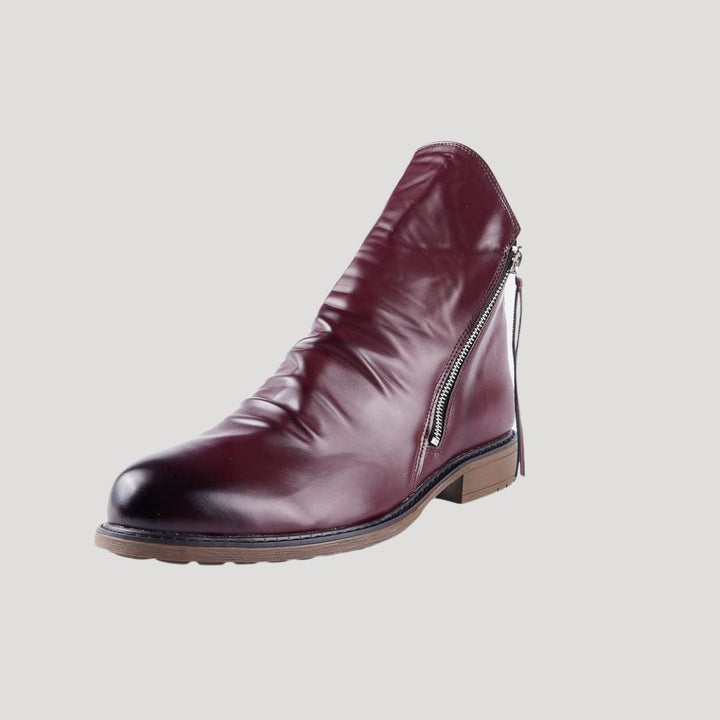 Stivali in pelle da uomo per la primavera con zip laterale