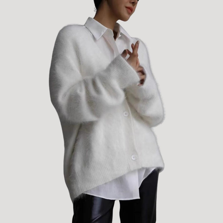 Cardigan a V in maglia da donna per la primavera