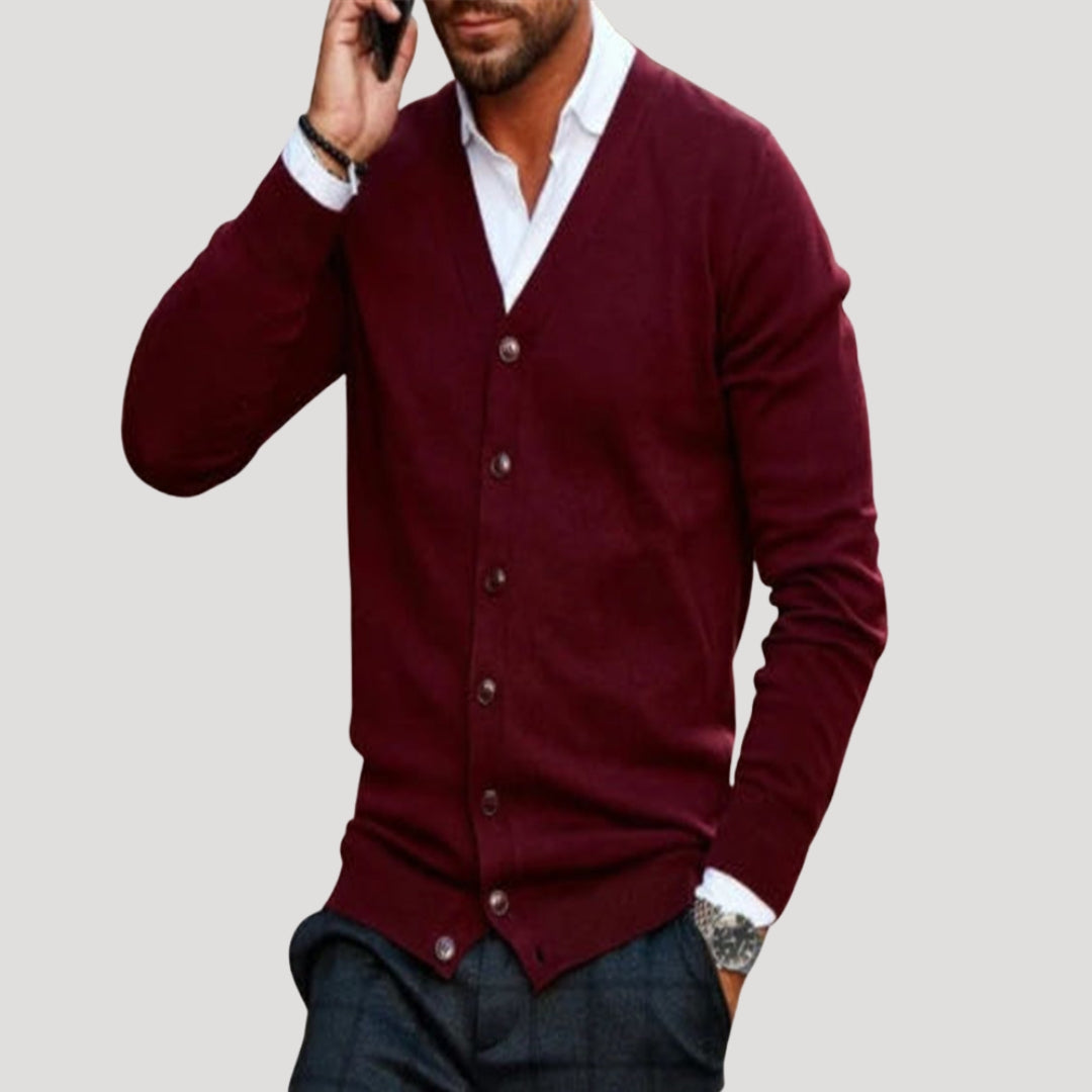 Cardigan in maglia leggera a V per uomo