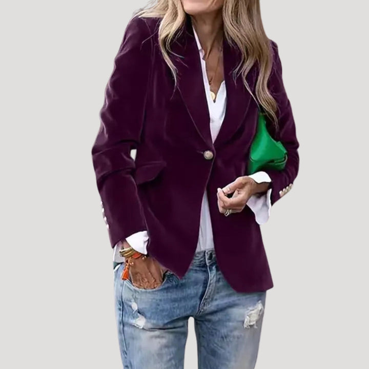 Blazer fitted in velluto per donna con un bottone