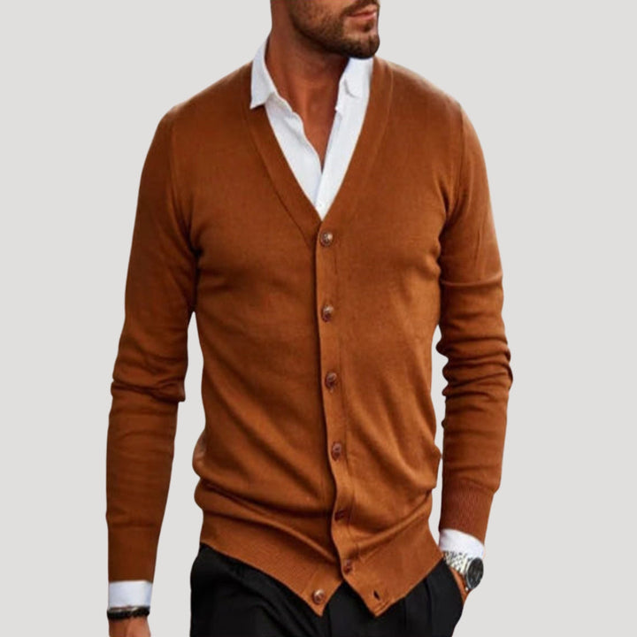 Cardigan in maglia leggera a V per uomo