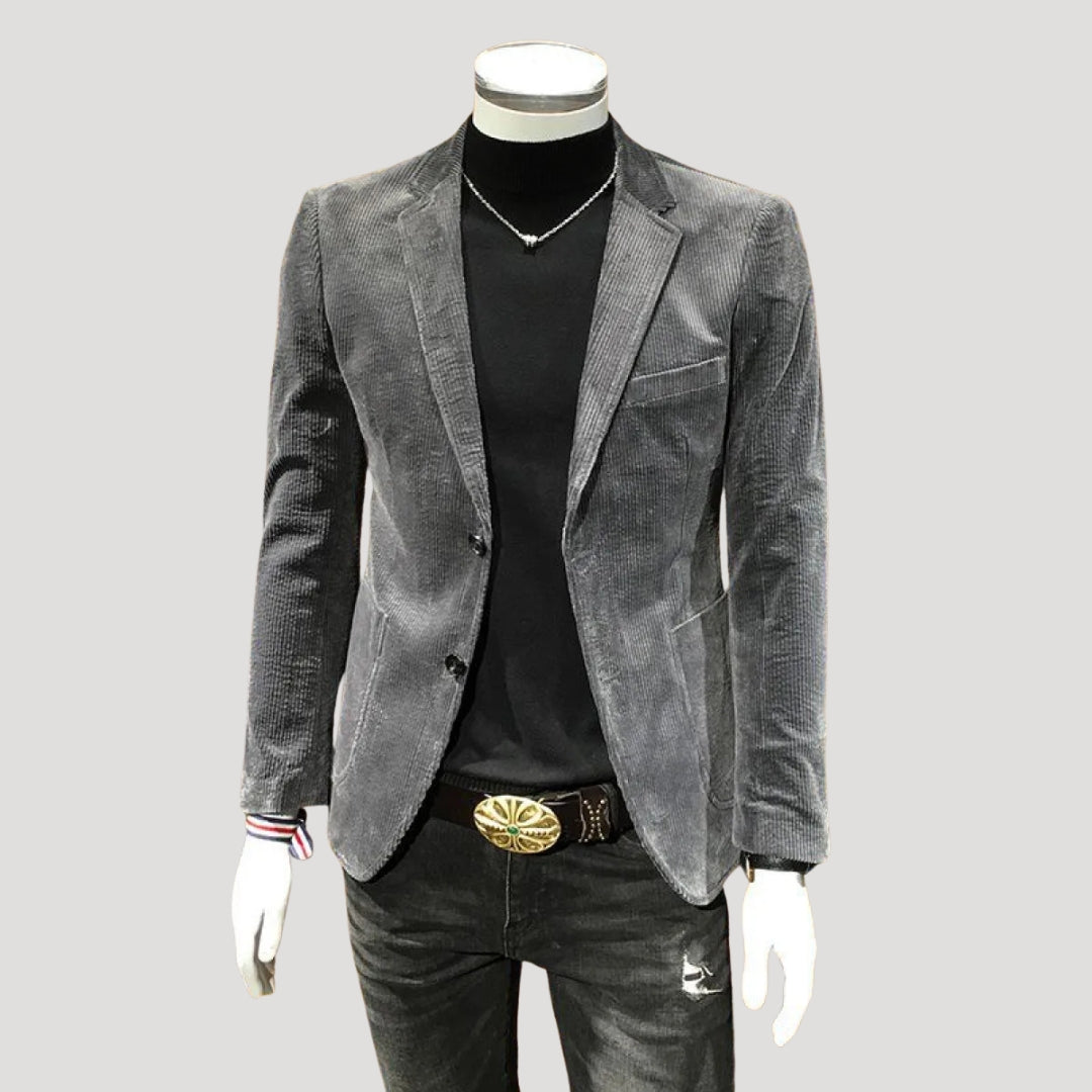 Giacca blazer tailored in corduroy per uomo a un bottone